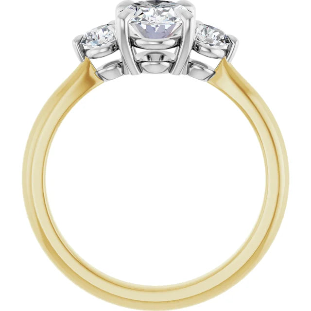 Oval White & Yellow Gold Accent Engagement Ring