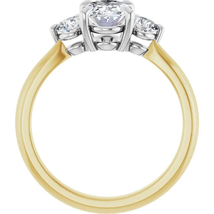 Oval White & Yellow Gold Accent Engagement Ring