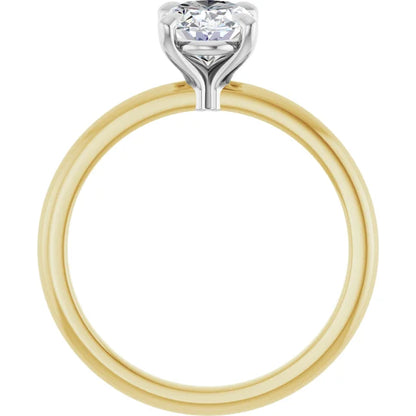 Oval White & Yellow Gold Solitaire Engagement Ring