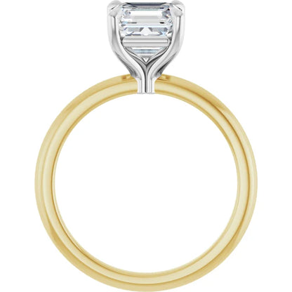 Asscher White & Yellow Gold Solitaire Engagement Ring