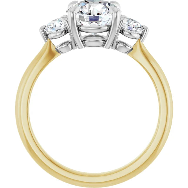 Round Brilliant White & Yellow Gold Accent Engagement Ring