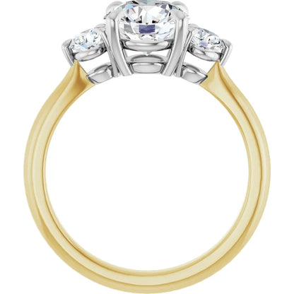 Round Brilliant White & Yellow Gold Accent Engagement Ring