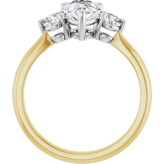 Pear White & Yellow Gold Accent Engagement Ring