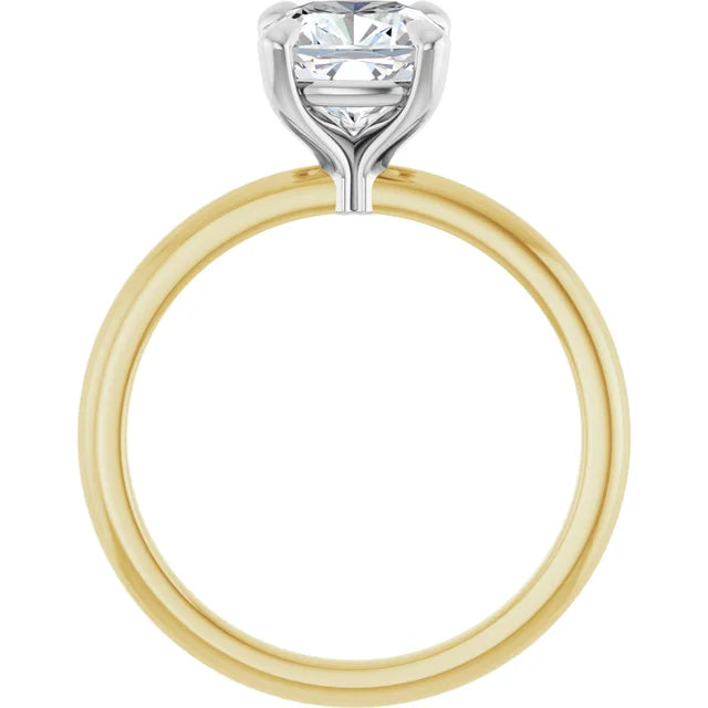 Cushion White & Yellow Gold Solitaire Engagement Ring