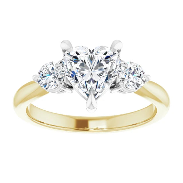 Heart White & Yellow Gold Accent Engagement Ring