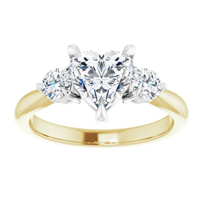 Heart White & Yellow Gold Accent Engagement Ring