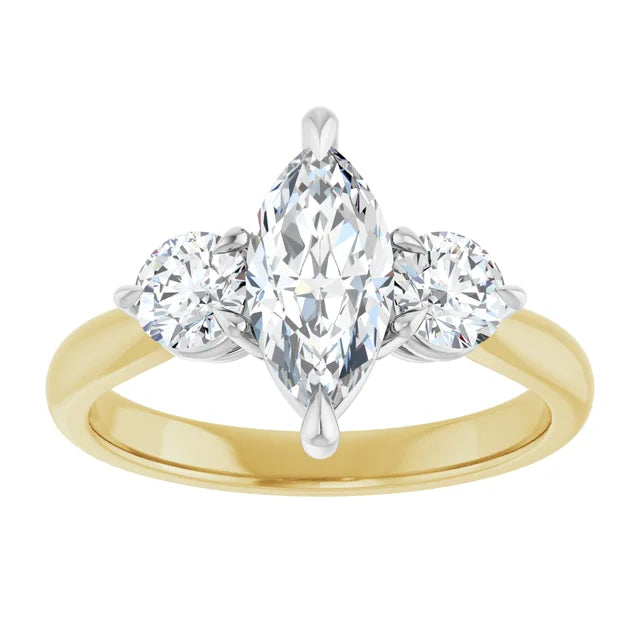 Marquise White & Yellow Gold Accent Engagement Ring