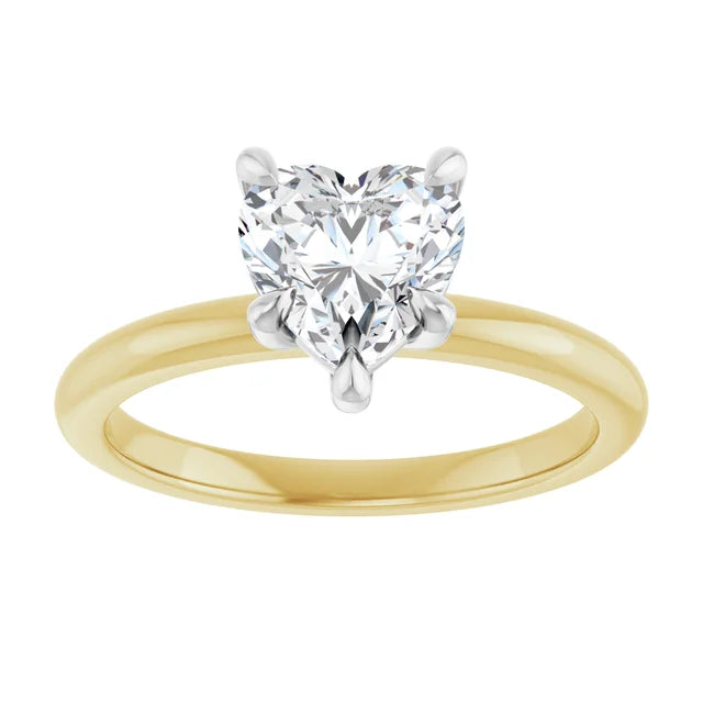 Heart White & Yellow Gold Solitaire Engagement Ring