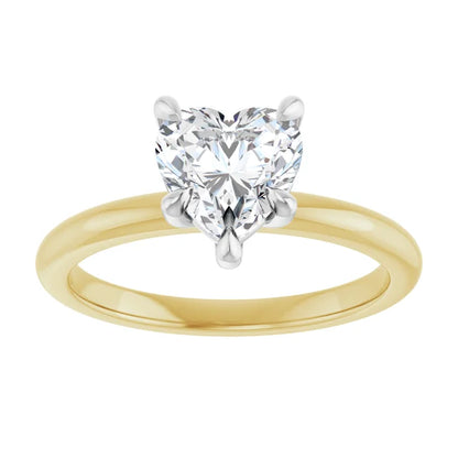Heart White & Yellow Gold Solitaire Engagement Ring