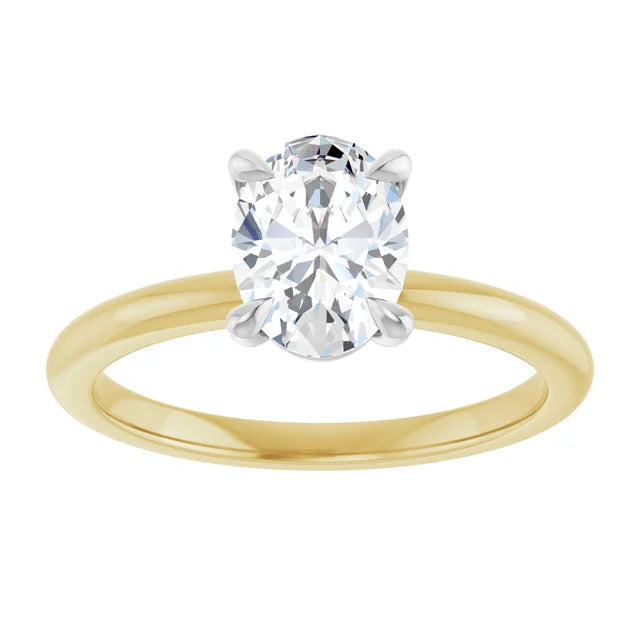 Oval White & Yellow Gold Solitaire Engagement Ring