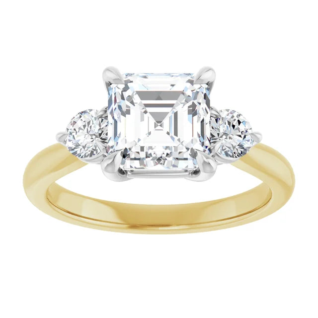 Asscher White & Yellow Gold Accent Engagement Ring