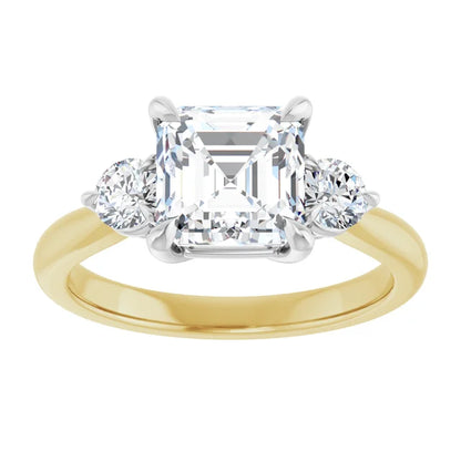 Asscher White & Yellow Gold Accent Engagement Ring