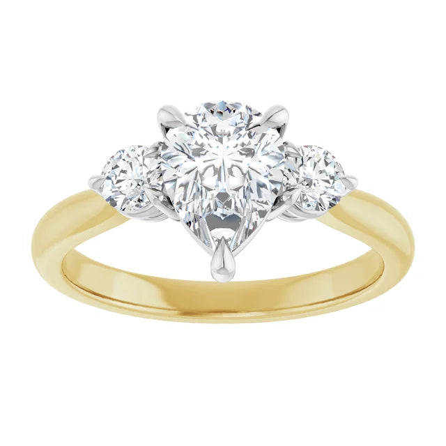 Pear White & Yellow Gold Accent Engagement Ring