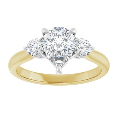 Pear White & Yellow Gold Accent Engagement Ring