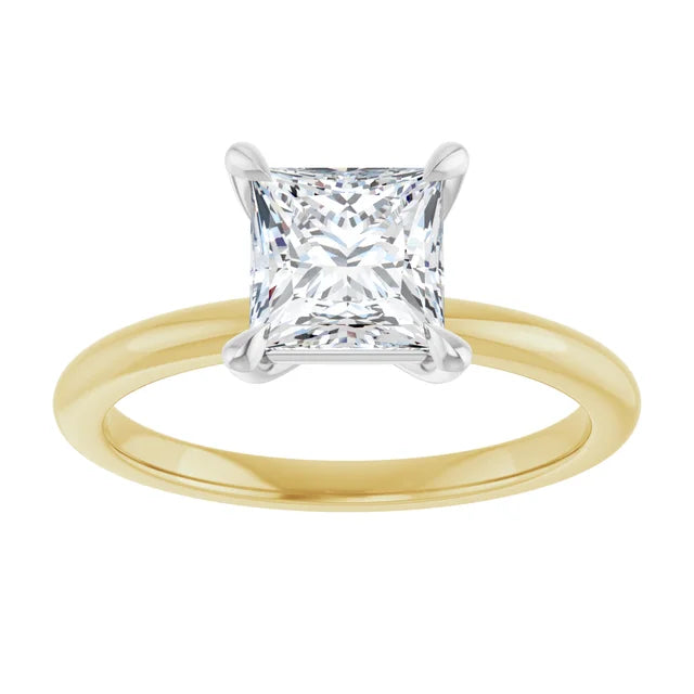Princess White & Yellow Gold Solitaire Engagement Ring