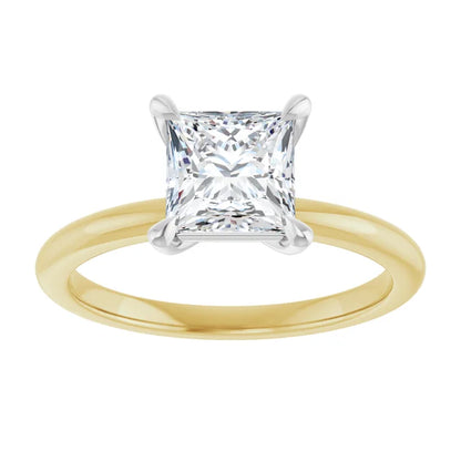 Princess White & Yellow Gold Solitaire Engagement Ring