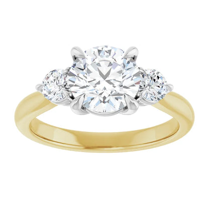 Round Brilliant White & Yellow Gold Accent Engagement Ring