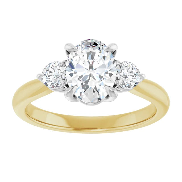 Oval White & Yellow Gold Accent Engagement Ring