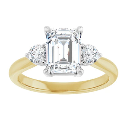 Emerald White & Yellow Gold Accent Engagement Ring