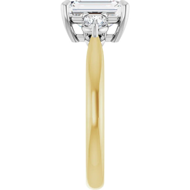 Emerald White & Yellow Gold Accent Engagement Ring