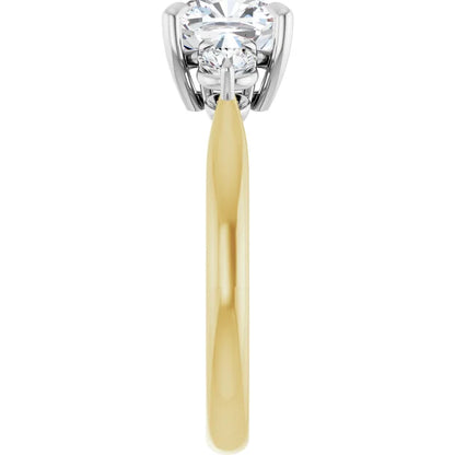 Cushion White & Yellow Gold Accent Engagement Ring