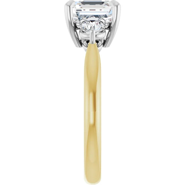 Asscher White & Yellow Gold Accent Engagement Ring