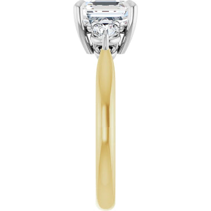 Asscher White & Yellow Gold Accent Engagement Ring
