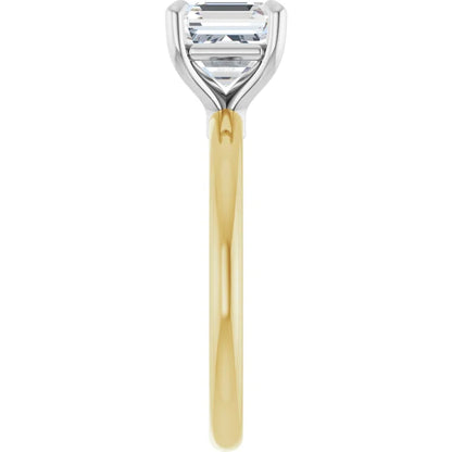 Asscher White & Yellow Gold Solitaire Engagement Ring