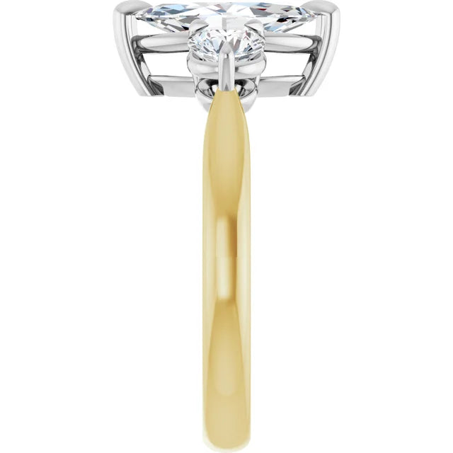 Marquise White & Yellow Gold Accent Engagement Ring