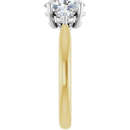 Oval White & Yellow Gold Accent Engagement Ring