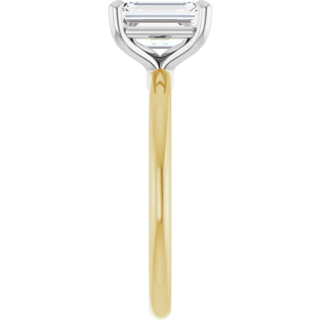 Emerald White & Yellow Gold Solitaire Engagement Ring