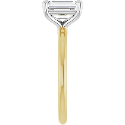 Emerald White & Yellow Gold Solitaire Engagement Ring