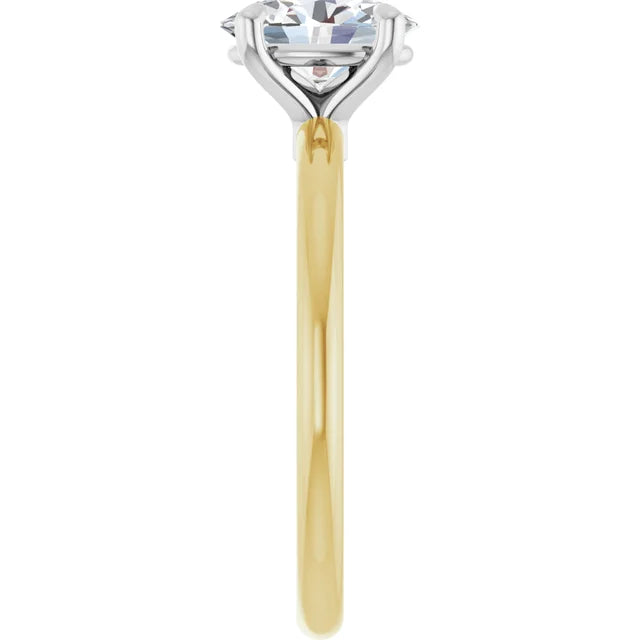 Oval White & Yellow Gold Solitaire Engagement Ring