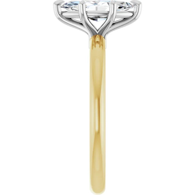 Marquise White & Yellow Gold Solitaire Engagement Ring