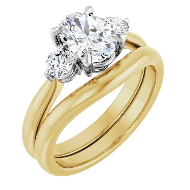 Oval White & Yellow Gold Accent Engagement Ring