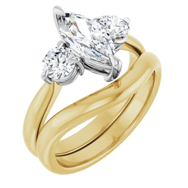 Marquise White & Yellow Gold Accent Engagement Ring