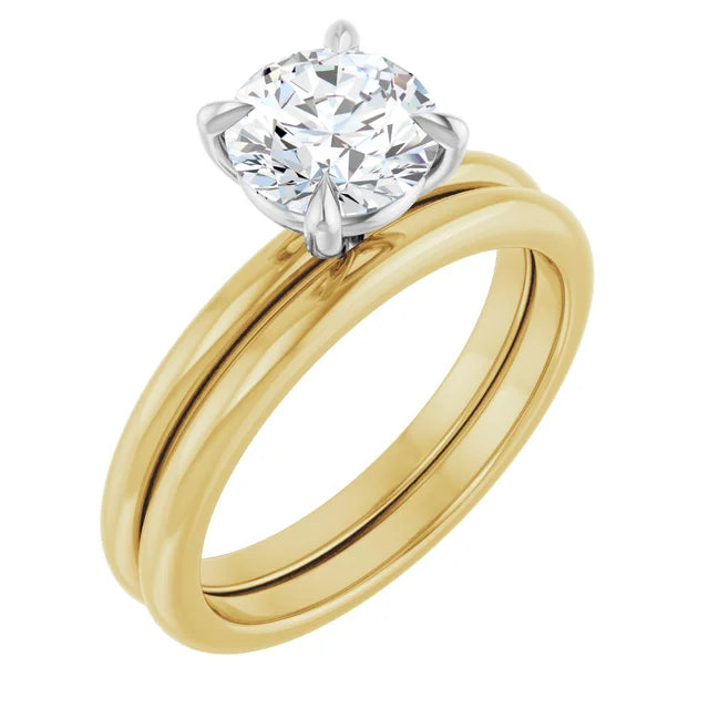 Round Brilliant White & Yellow Gold Solitaire Engagement Ring