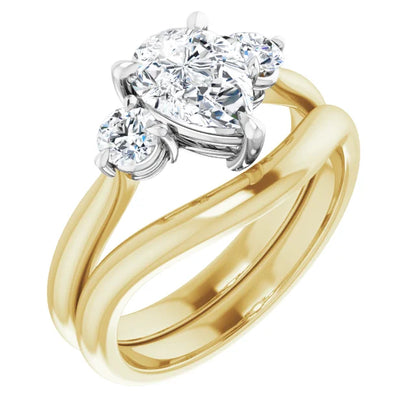 Pear White & Yellow Gold Accent Engagement Ring