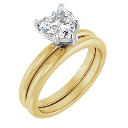 Heart White & Yellow Gold Solitaire Engagement Ring