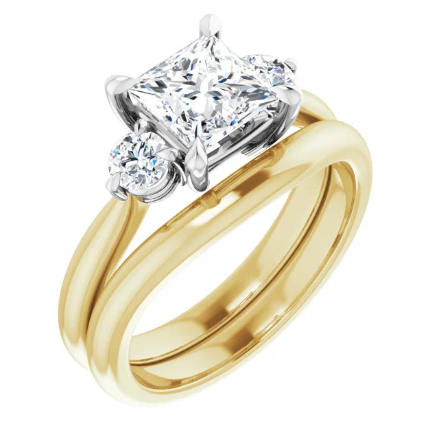 Princess White & Yellow Gold Accent Engagement Ring