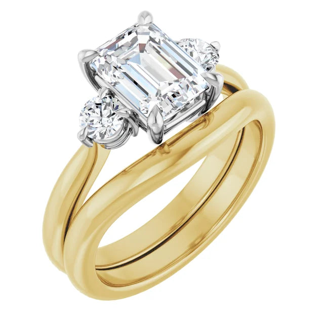 Emerald White & Yellow Gold Accent Engagement Ring