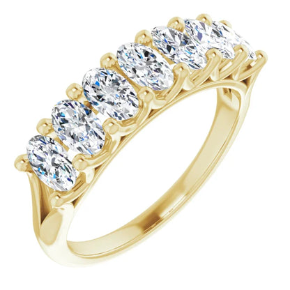 Seven Stone Oval Cut Lab Diamond Anniversary Band