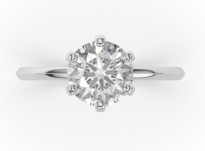 Six Claw Round Brilliant Solitaire Engagement Ring