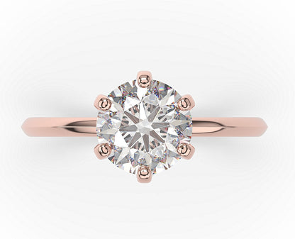 Six Claw Round Brilliant Solitaire Engagement Ring