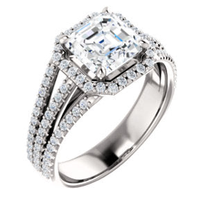 Asscher Halo Style Engagement Ring