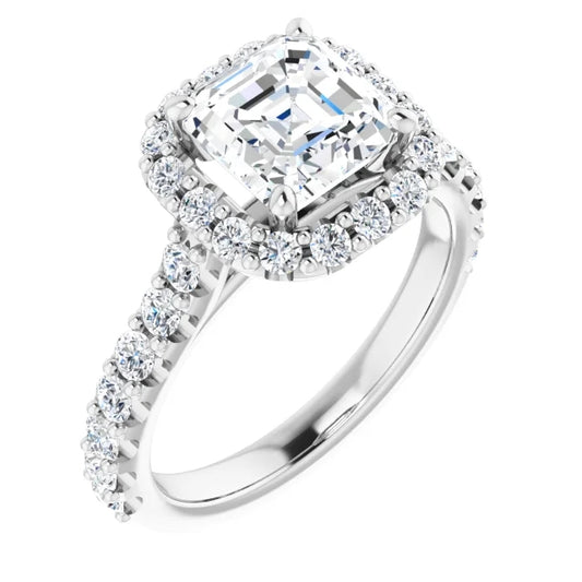 Asscher Halo Style Engagement Ring