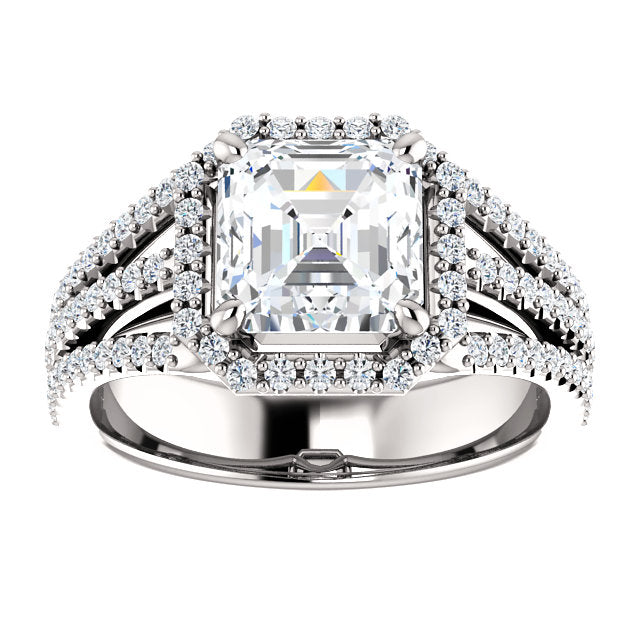 Asscher Halo Style Engagement Ring