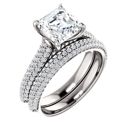 Asscher Pave Style Engagement Ring