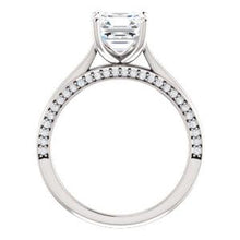 Asscher Solitaire & Hidden Diamond Band Engagement Ring
