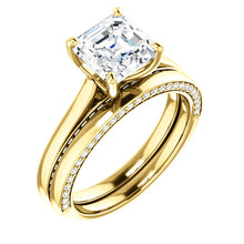 Asscher Solitaire & Hidden Diamond Band Engagement Ring